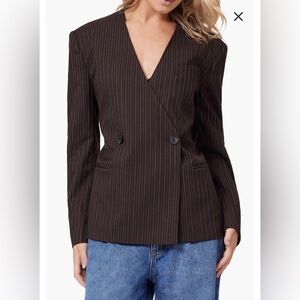 Scotch & Soda Dark Brown Striped Blazer